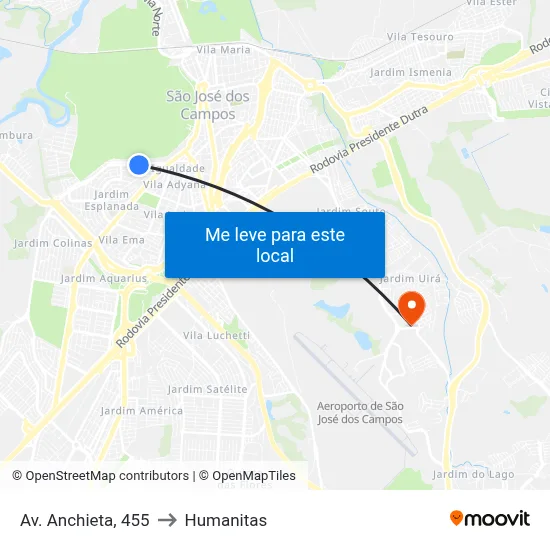 Av. Anchieta, 455 to Humanitas map
