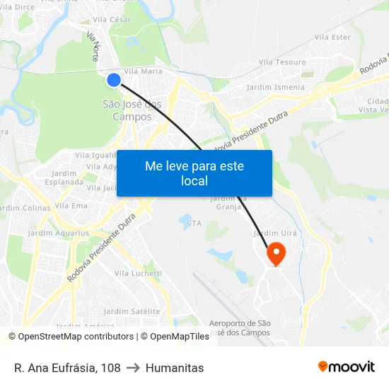 R. Ana Eufrásia, 108 to Humanitas map