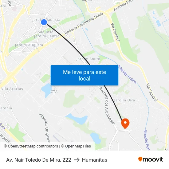 Av. Nair Toledo De Mira, 222 to Humanitas map