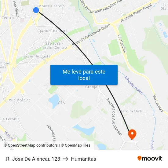 R. José De Alencar, 123 to Humanitas map