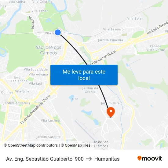 Av. Eng. Sebastião Gualberto, 900 to Humanitas map