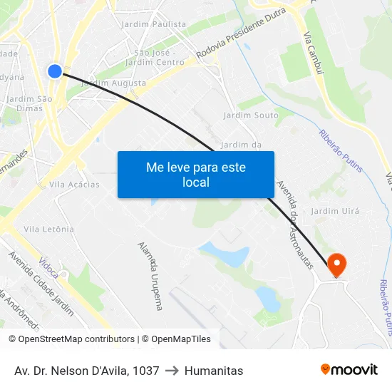 Av. Dr. Nelson D'Avila, 1037 to Humanitas map