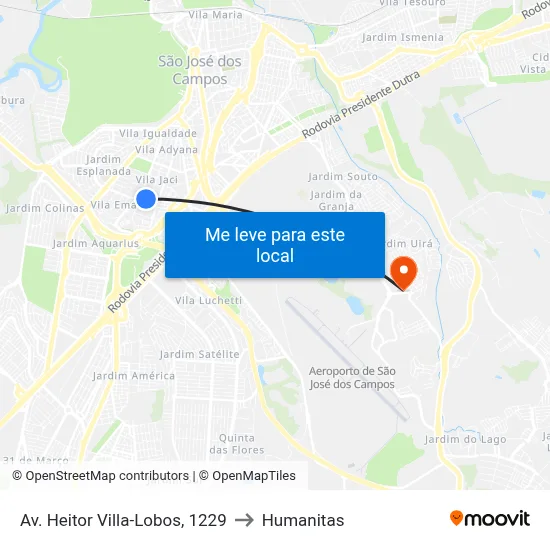 Av. Heitor Villa-Lobos, 1229 to Humanitas map