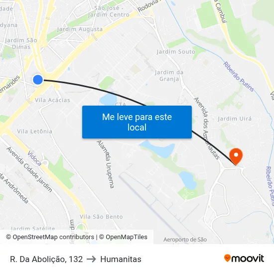 R. Da Abolição, 132 to Humanitas map