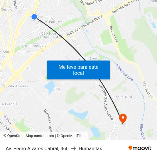 Av. Pedro Álvares Cabral, 460 to Humanitas map