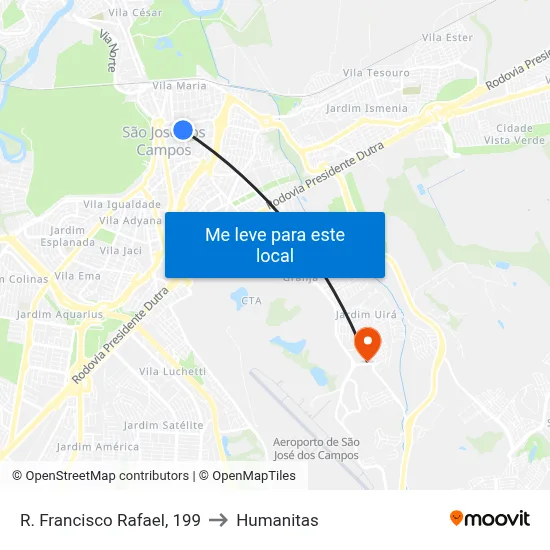 R. Francisco Rafael, 199 to Humanitas map
