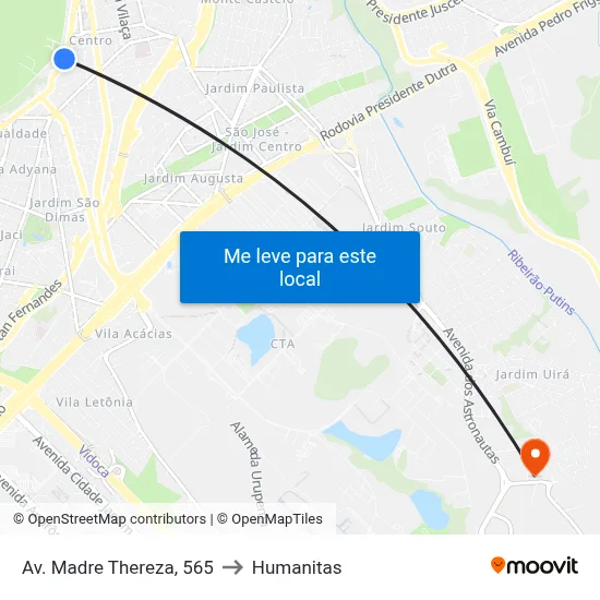 Av. Madre Thereza, 565 to Humanitas map