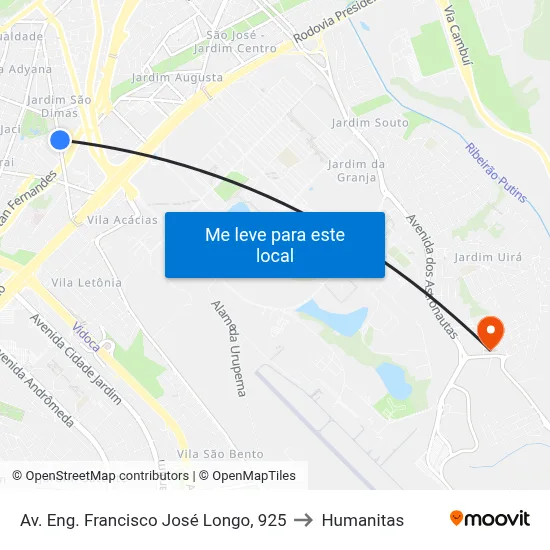 Av. Eng. Francisco José Longo, 925 to Humanitas map