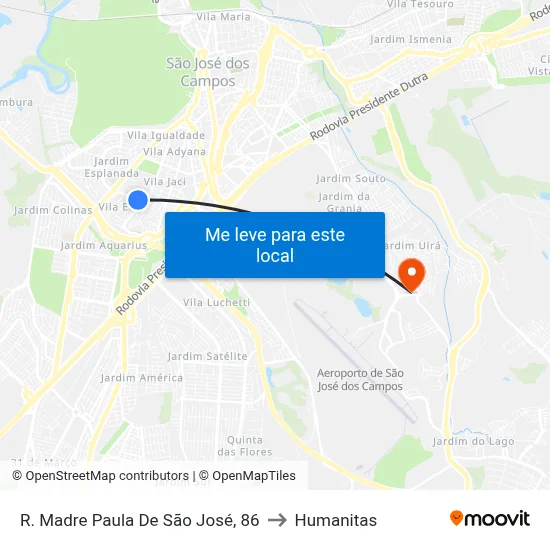 R. Madre Paula De São José, 86 to Humanitas map