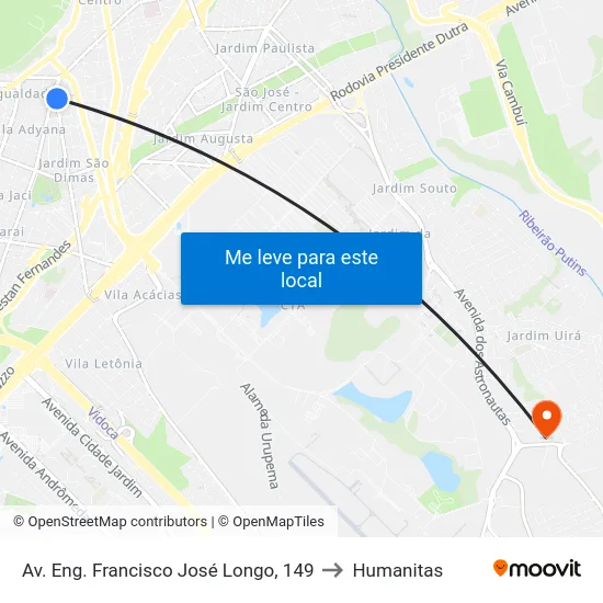 Av. Eng. Francisco José Longo, 149 to Humanitas map