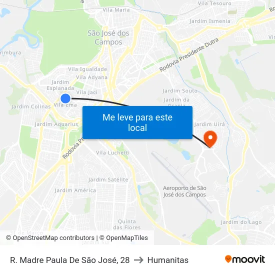 R. Madre Paula De São José, 28 to Humanitas map