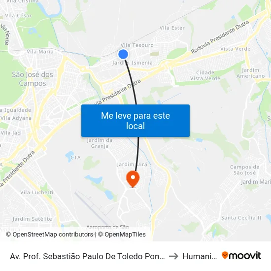 Av. Prof. Sebastião Paulo De Toledo Pontes, 760 to Humanitas map