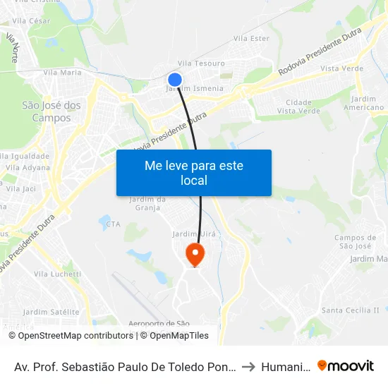 Av. Prof. Sebastião Paulo De Toledo Pontes, 582 to Humanitas map