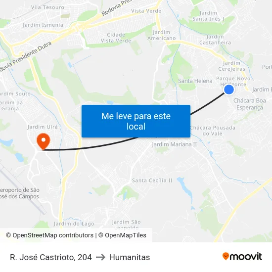 R. José Castrioto, 204 to Humanitas map