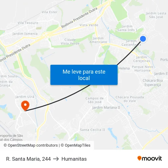 R. Santa Maria, 244 to Humanitas map