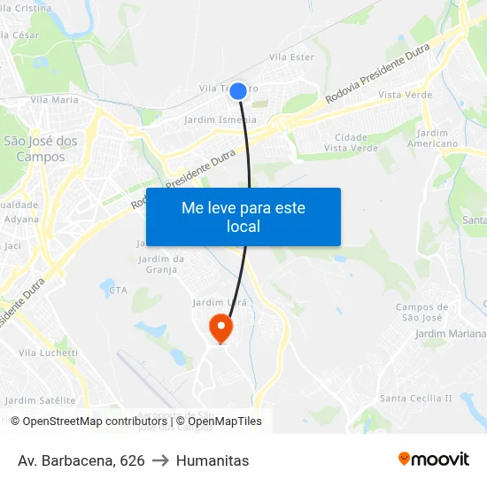 Av. Barbacena, 626 to Humanitas map