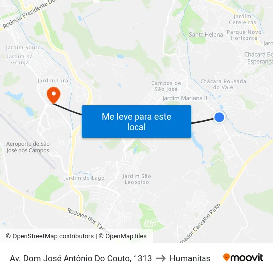 Av. Dom José Antônio Do Couto, 1313 to Humanitas map