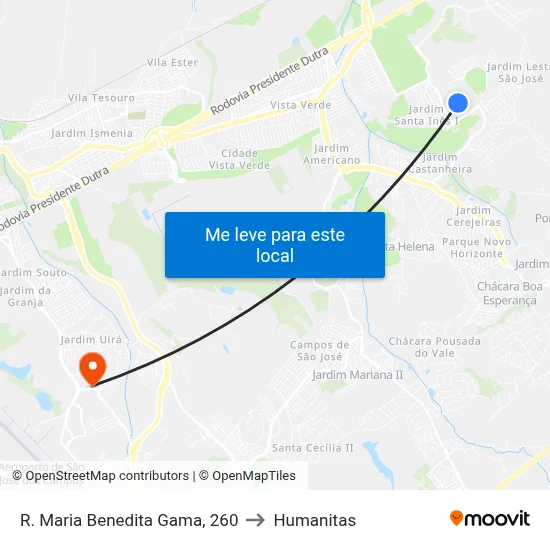 R. Maria Benedita Gama, 260 to Humanitas map