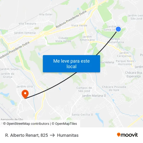 R. Alberto Renart, 825 to Humanitas map