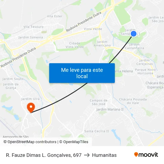 R. Fauze Dimas L. Gonçalves, 697 to Humanitas map