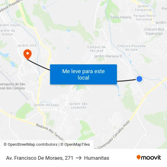 Av. Francisco De Moraes, 271 to Humanitas map
