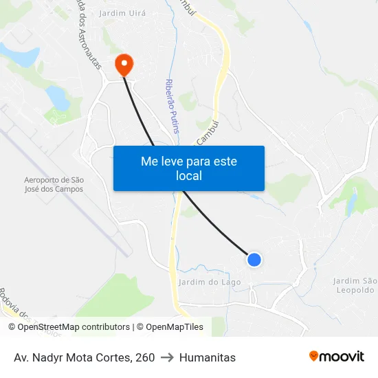 Av. Nadyr Mota Cortes, 260 to Humanitas map