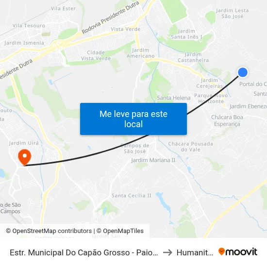Estr. Municipal Do Capão Grosso - Paiol, 13 to Humanitas map