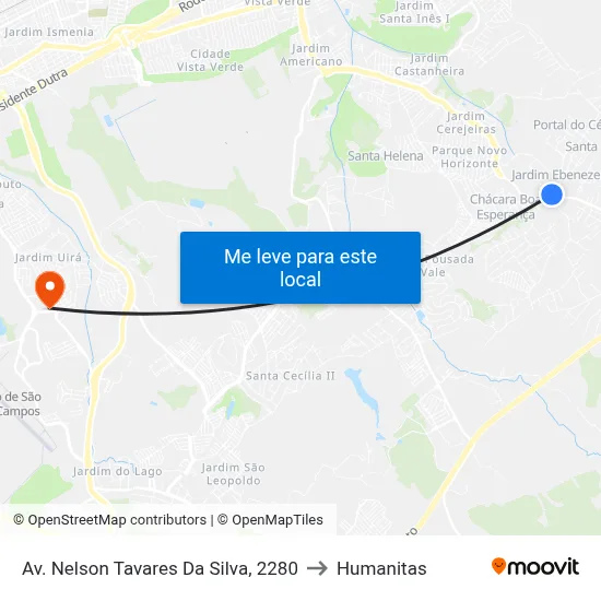 Av. Nelson Tavares Da Silva, 2280 to Humanitas map