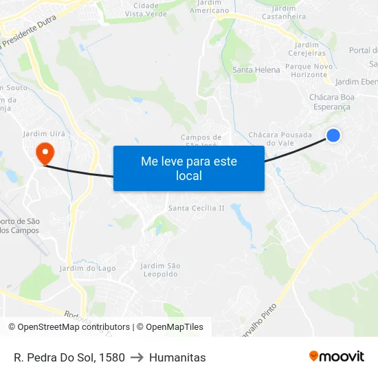 R. Pedra Do Sol, 1580 to Humanitas map