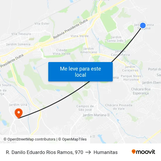 R. Danilo Eduardo Rios Ramos, 970 to Humanitas map
