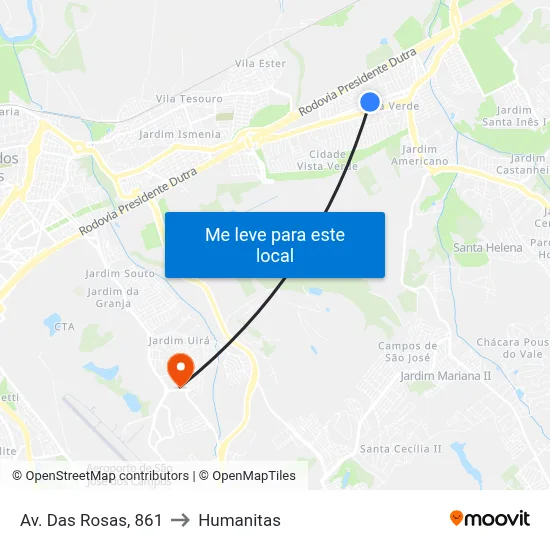 Av. Das Rosas, 861 to Humanitas map