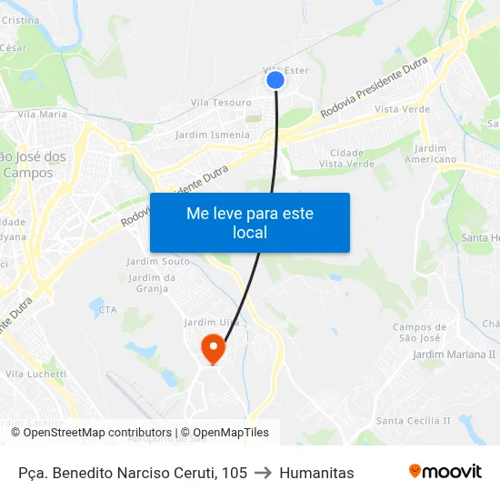 Pça. Benedito Narciso Ceruti, 105 to Humanitas map