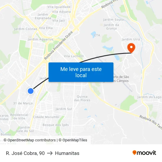 R. José Cobra, 90 to Humanitas map