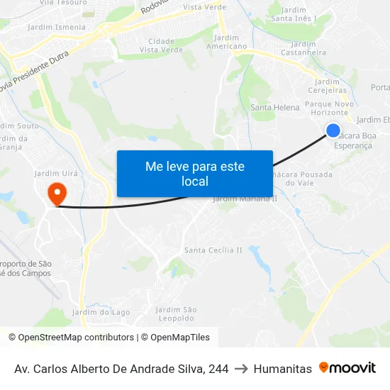 Av. Carlos Alberto De Andrade Silva, 244 to Humanitas map