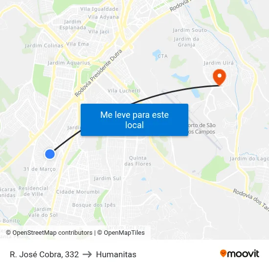 R. José Cobra, 332 to Humanitas map