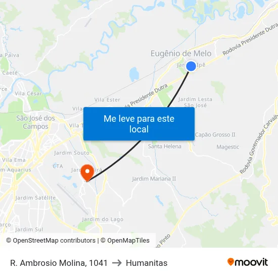 R. Ambrosio Molina, 1041 to Humanitas map