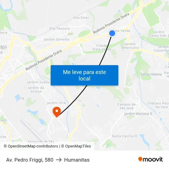 Av. Pedro Friggi, 580 to Humanitas map