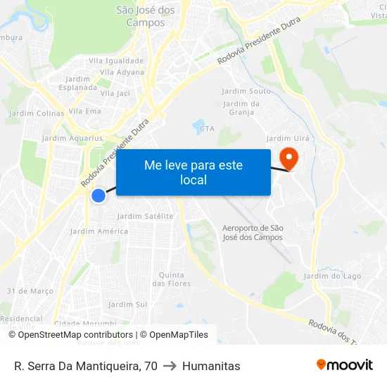 R. Serra Da Mantiqueira, 70 to Humanitas map