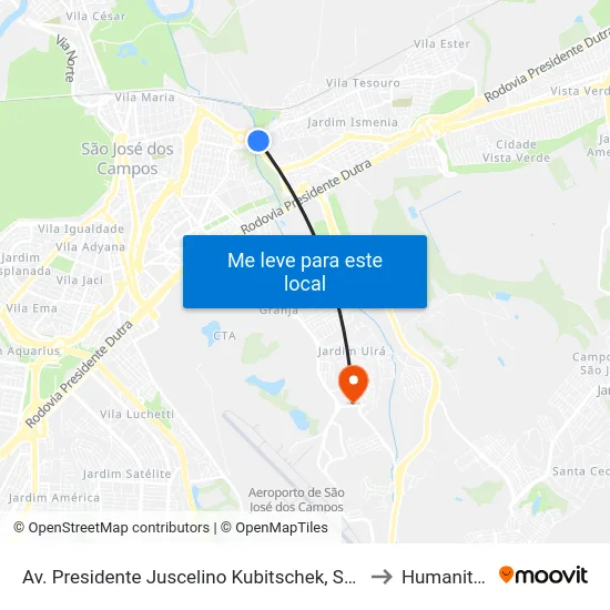 Av. Presidente Juscelino Kubitschek, S/Nº to Humanitas map