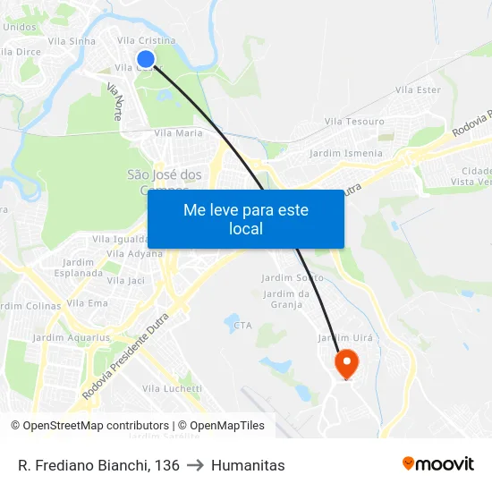 R. Frediano Bianchi, 136 to Humanitas map