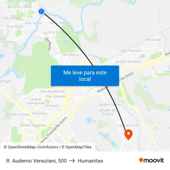 R. Audemo Veneziani, 500 to Humanitas map