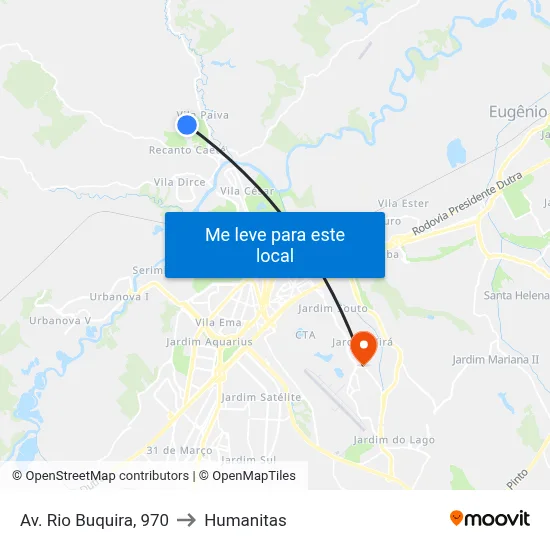Av. Rio Buquira, 970 to Humanitas map