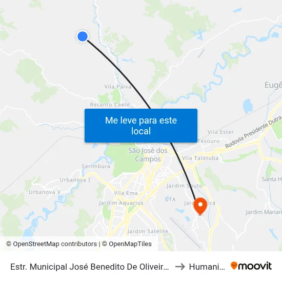 Estr. Municipal José Benedito De Oliveira, 1529 to Humanitas map