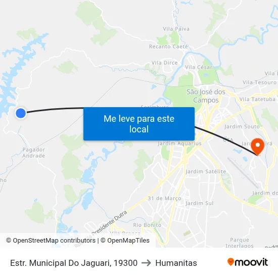 Estr. Municipal Do Jaguari, 19300 to Humanitas map