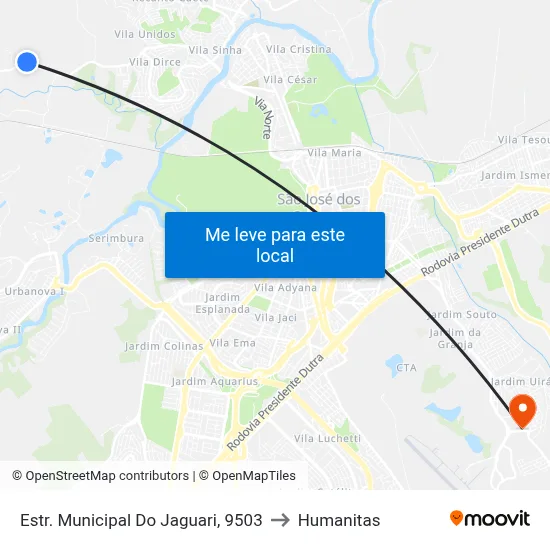Estr. Municipal Do Jaguari, 9503 to Humanitas map