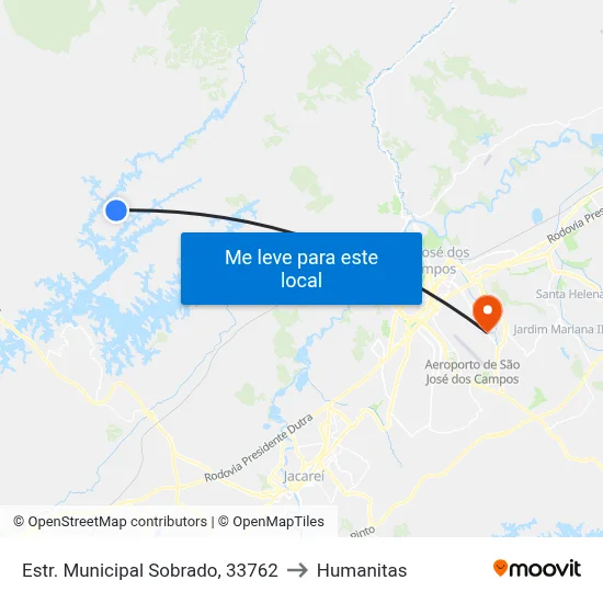 Estr. Municipal Sobrado, 33762 to Humanitas map