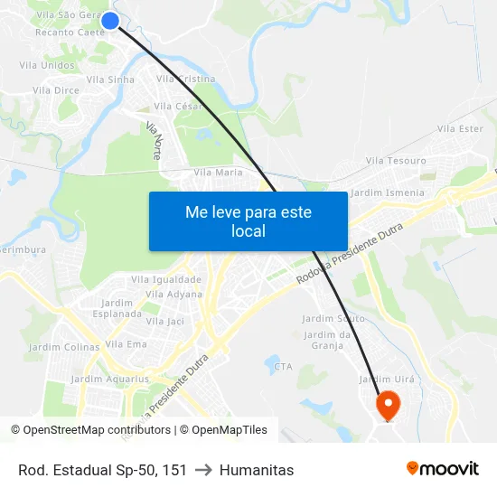 Rod. Estadual Sp-50, 151 to Humanitas map