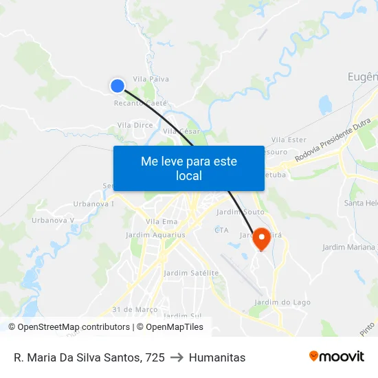 R. Maria Da Silva Santos, 725 to Humanitas map