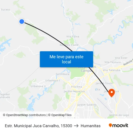 Estr. Municipal Juca Carvalho, 15300 to Humanitas map