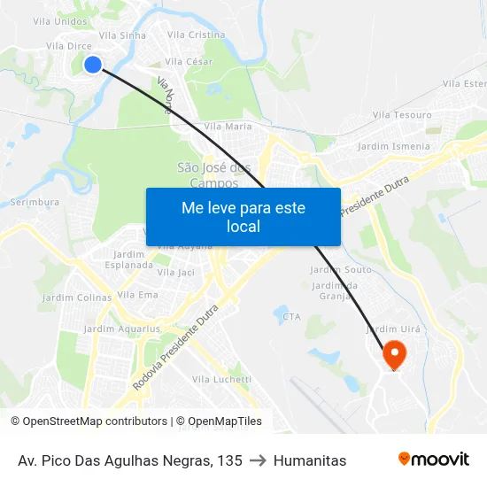 Av. Pico Das Agulhas Negras, 135 to Humanitas map